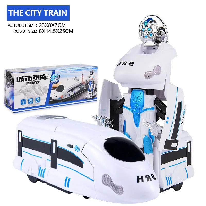 

Children Baby Novelty Luminous Light Electric Deformed Robot Transformation Cartoon Train Car Model Toys For Children Baby