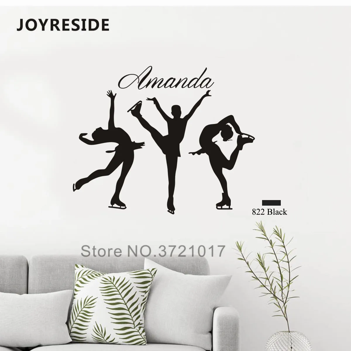 JOYRESIDE Фигурное катание девушка стены персонализированные Индивидуальные Имя Наклейка Винил стикеры ледяной конькобежный спорт декор украшения комнаты A074