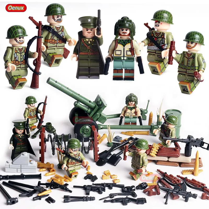 Oenux, новая мировая война 2, армейские солдатики, военный строительный блок, WW2, американские советские мини-солдатики, фигурки, MOC блок, кирпичная игрушка для детей - Цвет: US Army 1