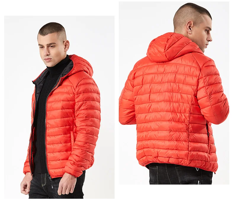 Misniki мужская зимняя куртка в уличном стиле с лентами пуховики легкие Пальто повседневные классические парки для мужчин JP53 - Цвет: red
