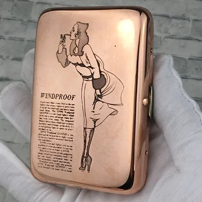 Чистый фиолетовый медный 16 палочек портсигар креативный металлический резной ультратонкий портативный Подарочная коробка держатель металлический держатель для сигарет - Цвет: No 7