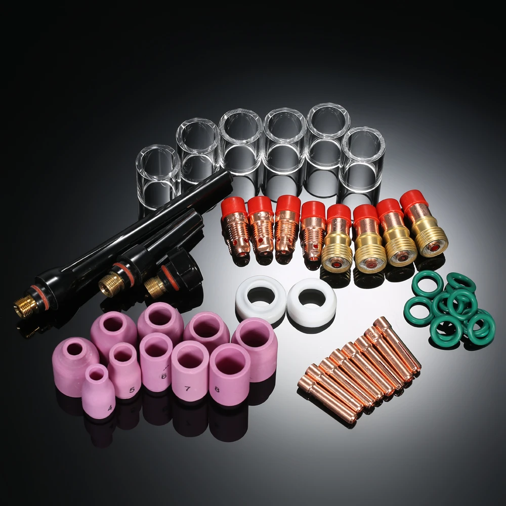 49Pcs tig welding torch stubby gas lens glass cup kit for wp-17/18 EW 49Pcs tig welding torch stubby gas lens glass cup kit for wp-17/18 EW