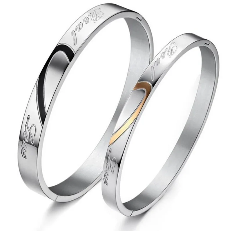 

AliExpress Hot Sales Two-color Stainless Steel LOVE Heart Jigsaw Puzzle Couples Bracelet Europe And America Couples Bracelet