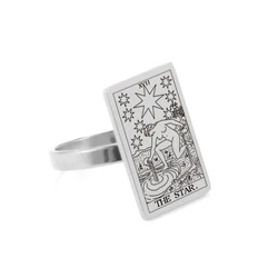 Dawapara Gold-Tone Tarot Card Stainless Steel Vintage Ring for Women - Major Arcana Inspired Jewelry (THE STAR)