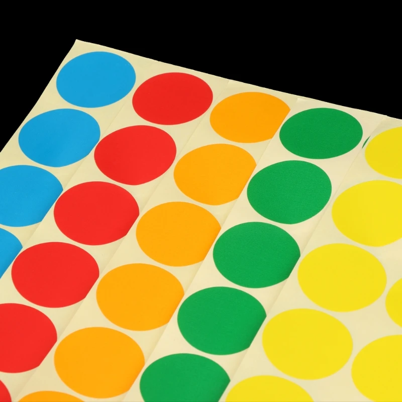 

Permanent Adhesive Coding Stickers Round Circle Dots Bright Colors Label Set New