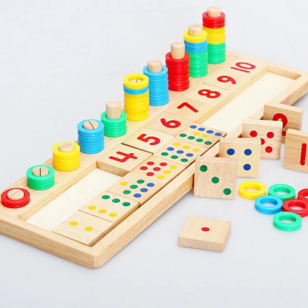 Kids Wooden Montessori Materials Learning To Count Numbers Matching Early Education Teaching Math Toys Logarithmic Board