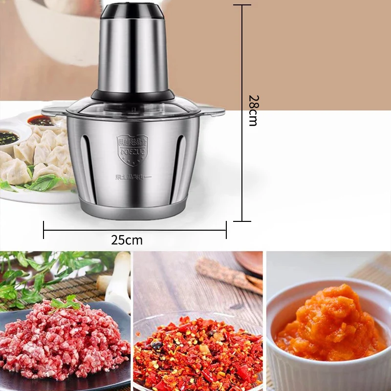 304 Stainless Steel Electric Meat Chopper Meat Grinder Mincer 2 Speeds 4  Blade 2L/3L Capacity Food Processor Cutter Meat Slicer - AliExpress