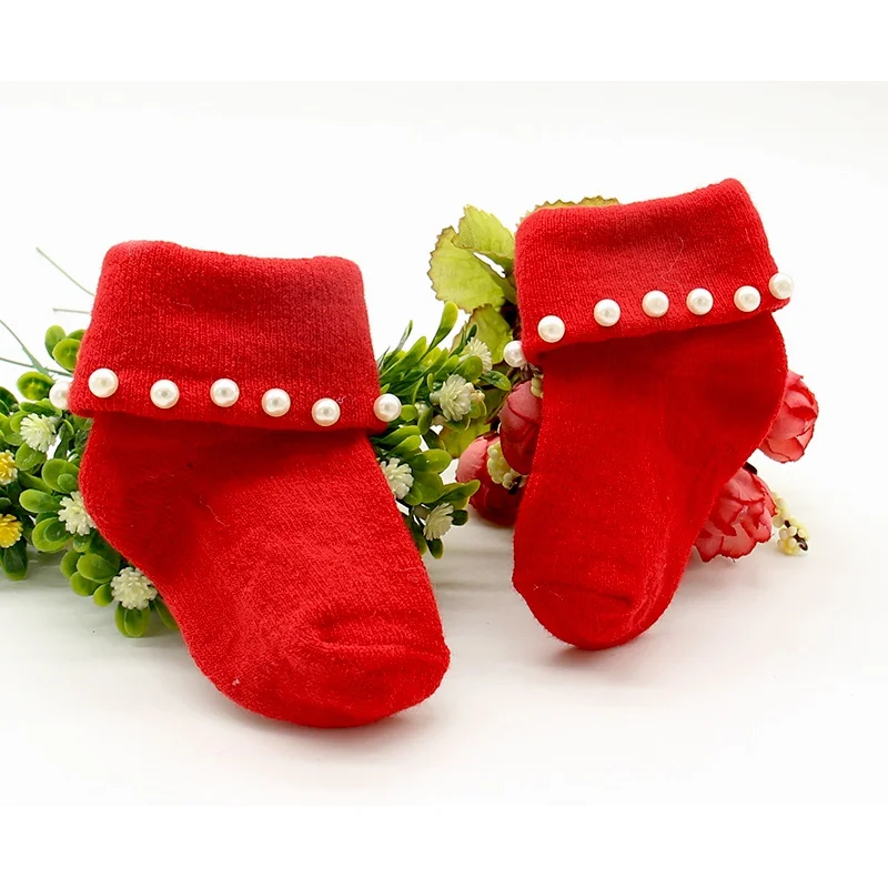 Newborn Baby Girl Cotton calcetines Kid Flower Print Knitted Ankle Lace Socks - Цвет: R