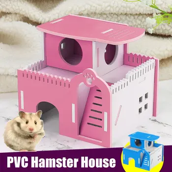 

2 Layer Hamster House Ladder Hamster House Small Animal Pet Mouse Cage Castle Exercise Climbing Toy House Small Pet Nest Villa