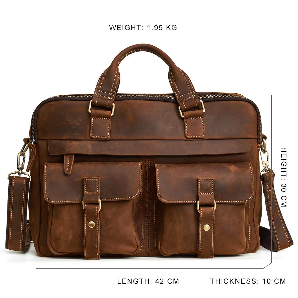 JOGUJOS Genuine Leather Men's Briefcase Bag Leather Laptop Bag Business Computer Shoulder Bag Fashion Messenger Handbag Male Bag
