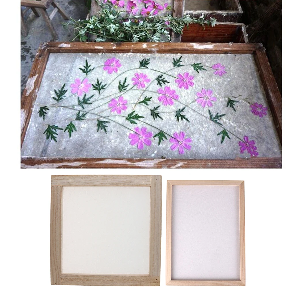 Natural Wood Paper Making Papermaking Mould Frame Screen Mesh Tools Kits for