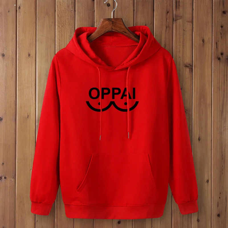 red-B Модная Толстовка One Punch Man Hero Oppai, мужская толстовка с капюшоном на осень и зиму в стиле хип-хоп - Цвет: red-B