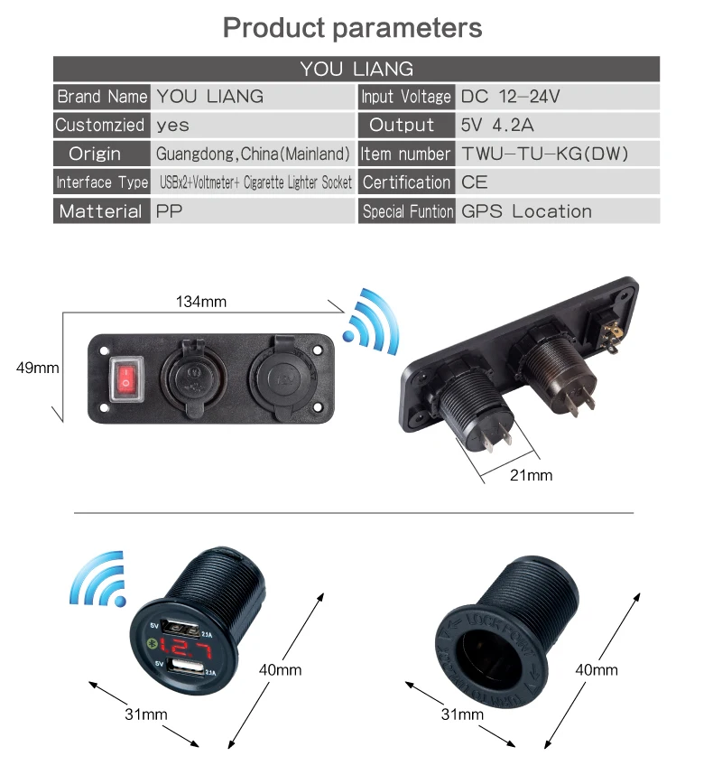 USB Автомобильное зарядное устройство светодиодный вольтметр разъем прикуривателя Быстрый Телефон 4.2A автомобиль 12 В до 5 В USB порт для автомобиля USB Панель место парковки