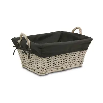 

Basket/Cuévano white wicker lined with fabric dark gray