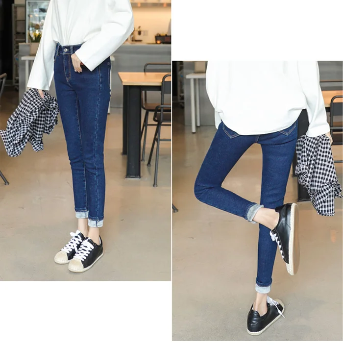 Plus Velvet High Waist Jeans Women Warm Thicken Autumn Winter Jeans Femme Casual Vintage Jeans Stretch Women Pencil Pants