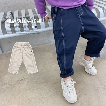 

2020 Childrenswear New Style Boys' Casual Trousers Contrast Color Line GIRL'S Pants Autumn Clothing Korean-style Children Elasti