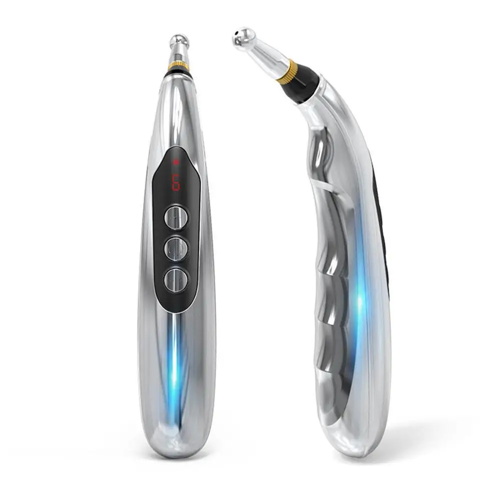 2 массажные головки USB перезаряжаемая ручка Меридиан энергия обезболивающий Электрический акупунктурный магнит терапия ручка 9 передач массажер для тела