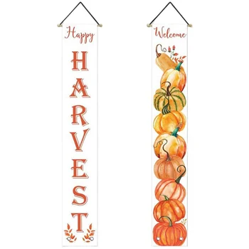 

Thanksgiving Party Banner Pumpkin Harvest Banner Front Door Hanging Curtain Pendant Bunting Flag Decoration
