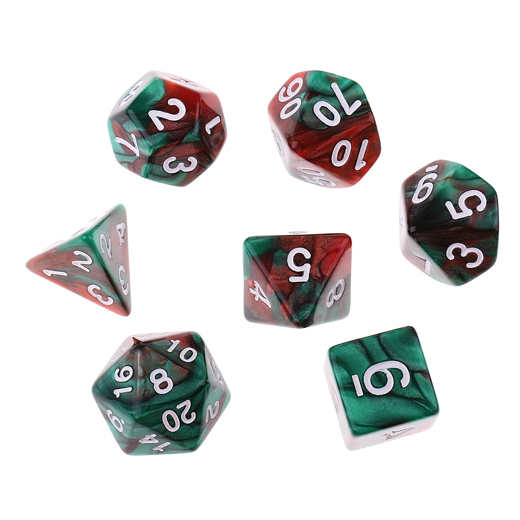 14x Two Color Polyhedral Dice for Dungeons and Dragons Party Casino Game Toy