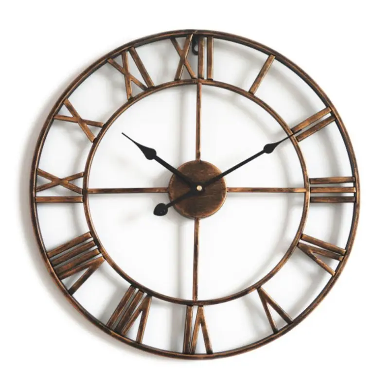 Европейские римские выдалбливают железные часы настенные часы большое винтажное украшения для дома - Цвет: Y1