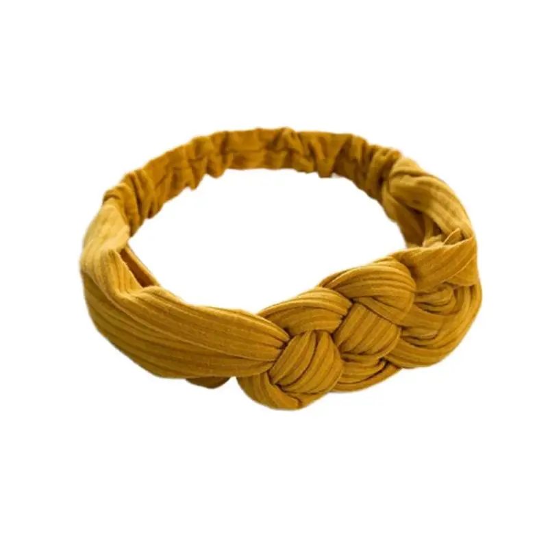 yellow Женский широкий тюрбан из хлопка Twist Knot Head wrap оголовье скрученная завязанная повязка для волос - Цвет: yellow