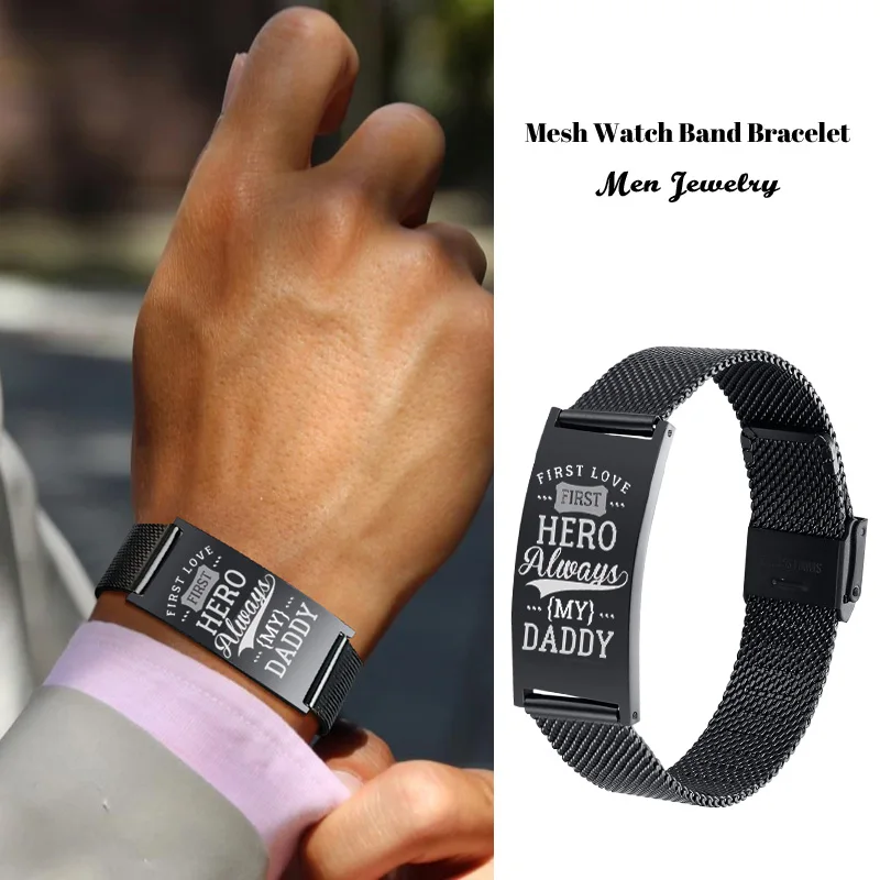 

CLASSIC STAINLESS STEEL METAL MESH BRACELET FOR MEN VINTAGE KNITTED WATCH BANDS ADJUSTABLE PERSONALIZED CUSTOM WRISTBAND