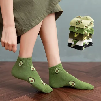 

Female Boat Socks Fruit Embroidery Avocado Socks Happy Cotton Ankle Funny Men Women Summer Casual Socks Wholesale