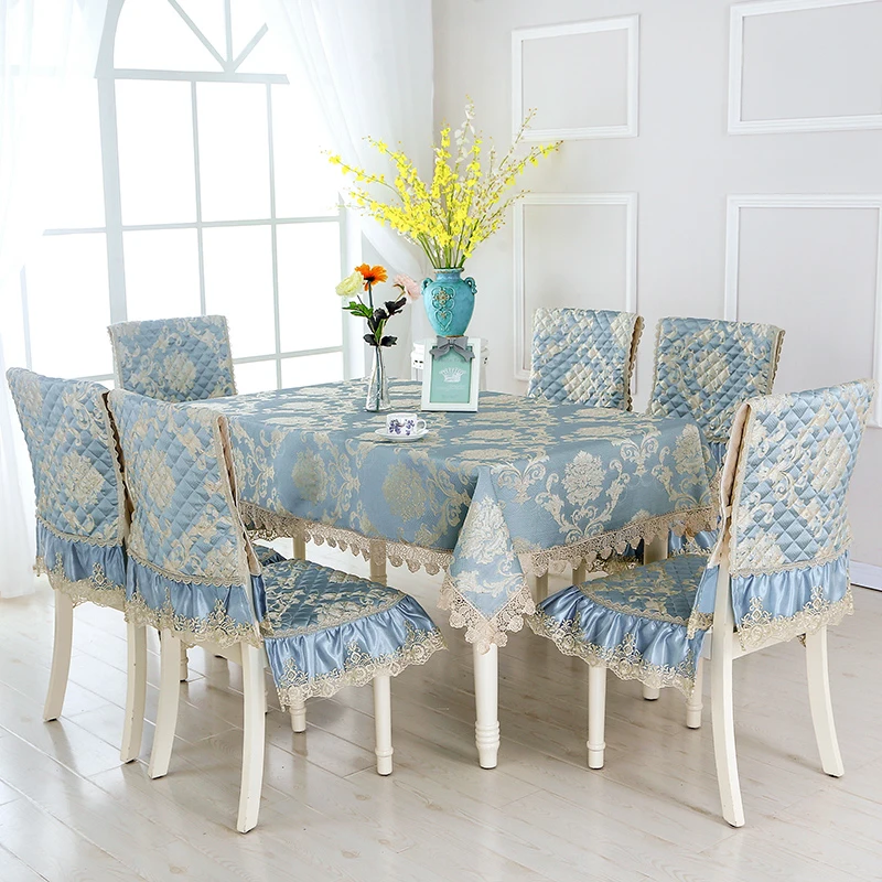 1/4/6 Pcs Tablecloth Set 10 Patterns Lace European Dining Chair Cushion Chair Back Cover Table Cloth Cover Non Slip Seat Mat