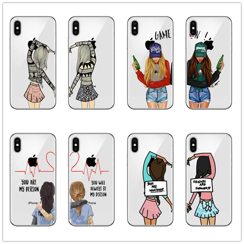 Мягкий чехол для телефона friendship Forever best friend Girls Sister bff iPhone Xr X XS MAX 11 Pro 12 mini 6S 7 8 Plus