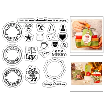 

Christmas Tree Metal Cutting Dies and 2020 New Sentiment Words Clear Stamps Sets Coffee Cup Scrapbooking For Crafts Card Making