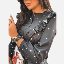2020 New Ruffle Polka Dot Print Women's Blouse O-neck Buttons Long Sleeve Blouses Female Spring Summer Casual Shirt Lady Clothes 2020 New Ruffle Polka Dot Print Women's Blouse O-neck Buttons Long Sleeve Blouses Female Spring Summer Casual Shirt Lady Clothes