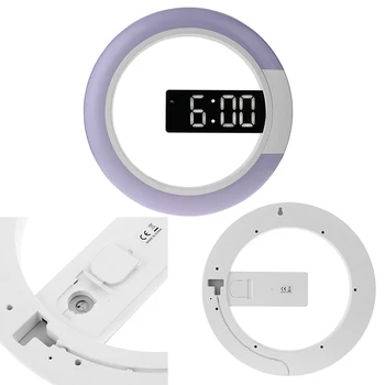 

LED Mirror Hollow Living Room Wall Clock Decor Alarm Temperature Display Use UK