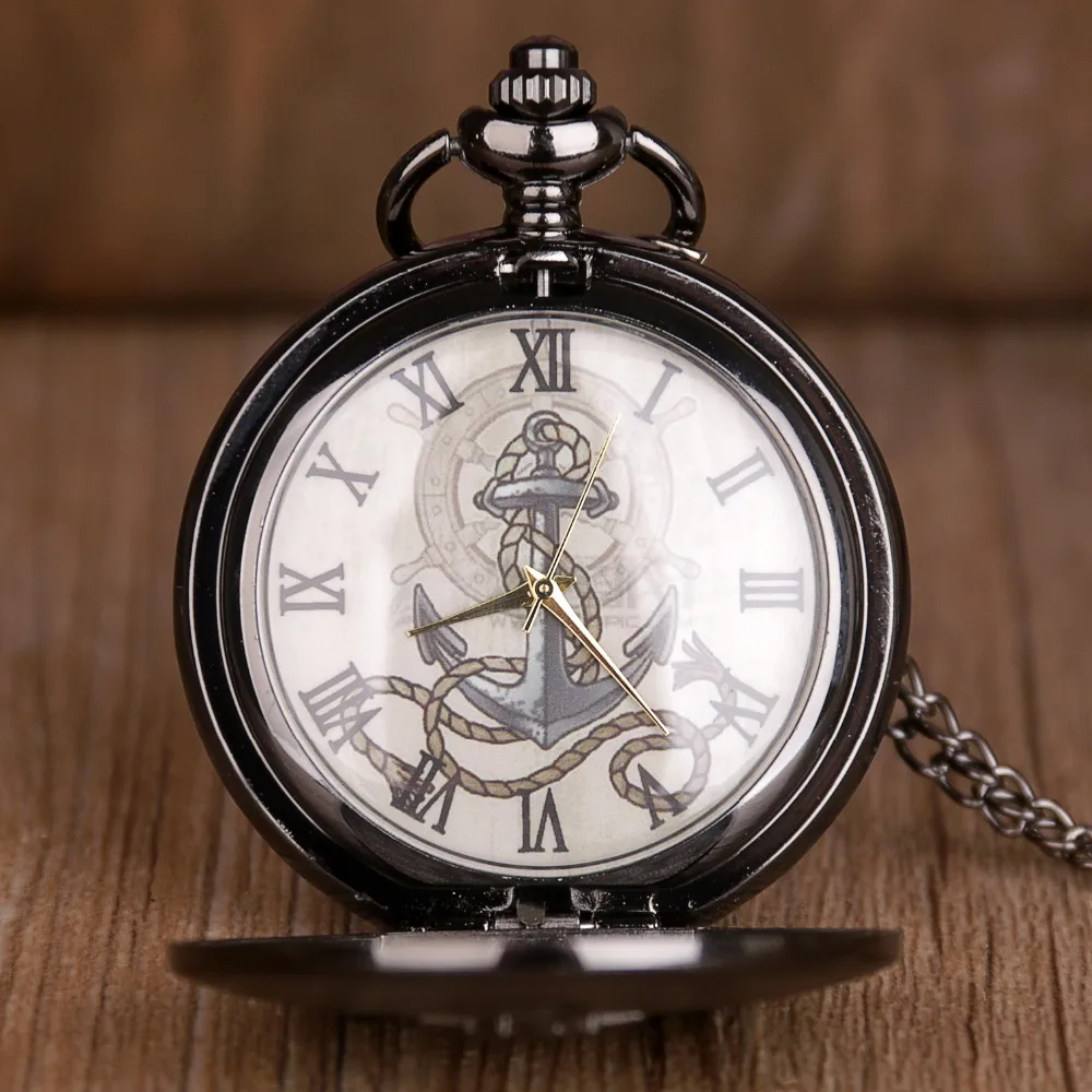 Ретро парусный спорт кварцевые карманные часы антикварное ожерелье якорь шаблон Foremast руки морской цепи часы для мужчин часы подарок