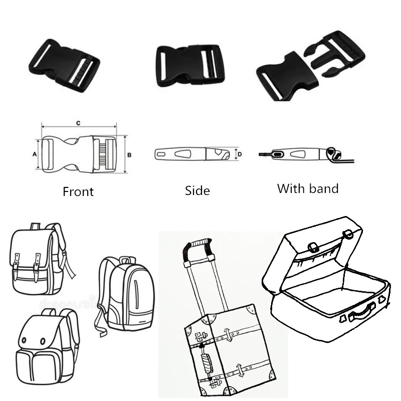 Side Release Buckles For Paracord Bracelet/Backpack/belt/Luggage Straps/Webbing DIY craft black 15/20/25/32/38/50mm Wh | Дом и сад