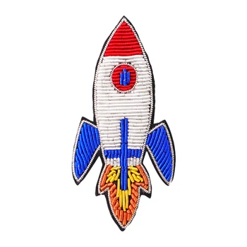 

Hand-embroidered cartoon rocket brooch men and women accessories Indian silk badge jewelry fun space brooch
