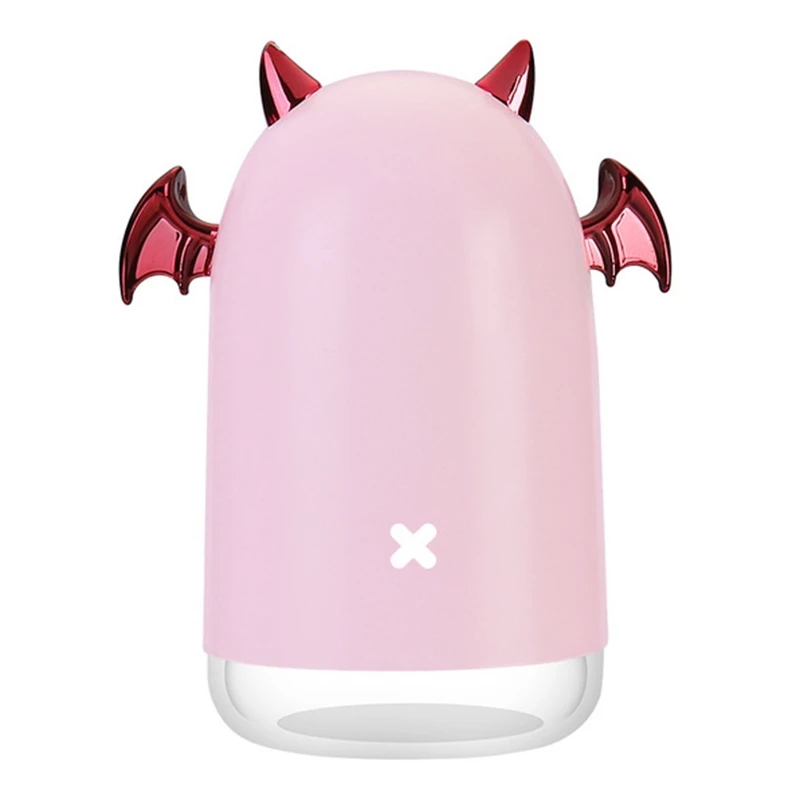 

230Ml Ultrasonic Air Humidifier Little Devil Usb Aroma Essential Oil Diffuser for Home Car Mist Maker Color Led Lamp Pink