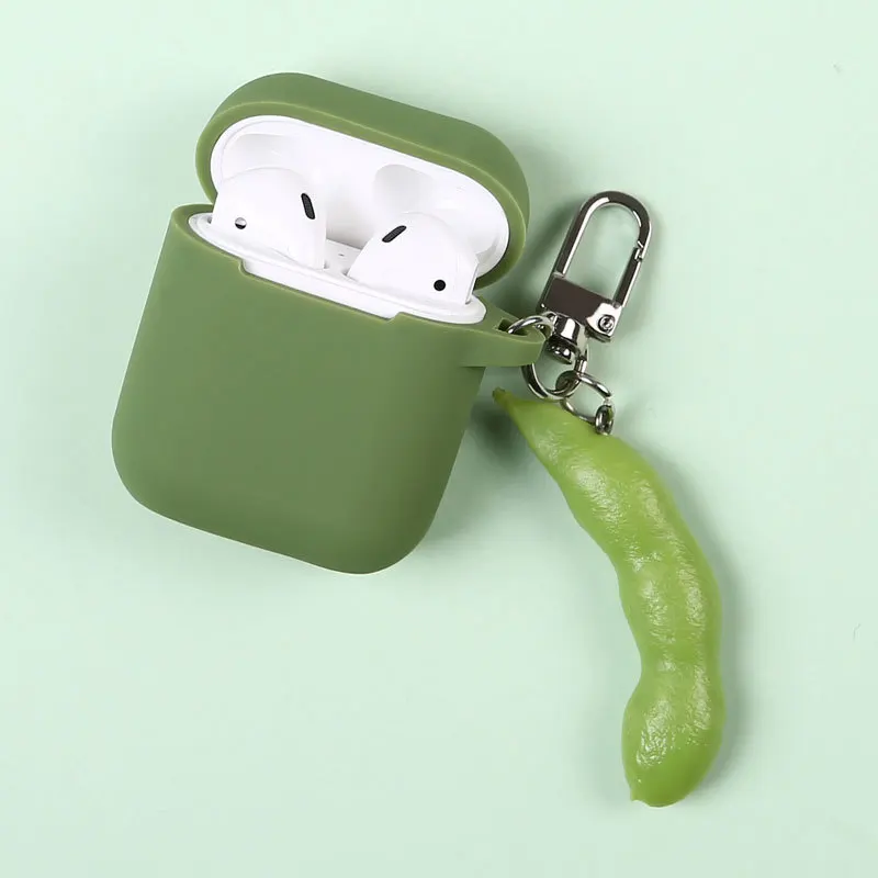 

Simulation vegetable Pea Keychain Keyring Headphone Earphone Anti-fall Funda Airpods Apple Case silicone Apple Airpods 2 cover
