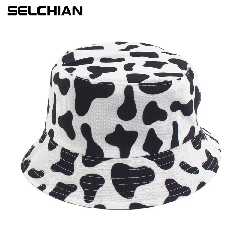 Hot New Fashion Print Hat White Black Bucket Hat Reversible Fisherman Caps Spring summer Hats For Women Men