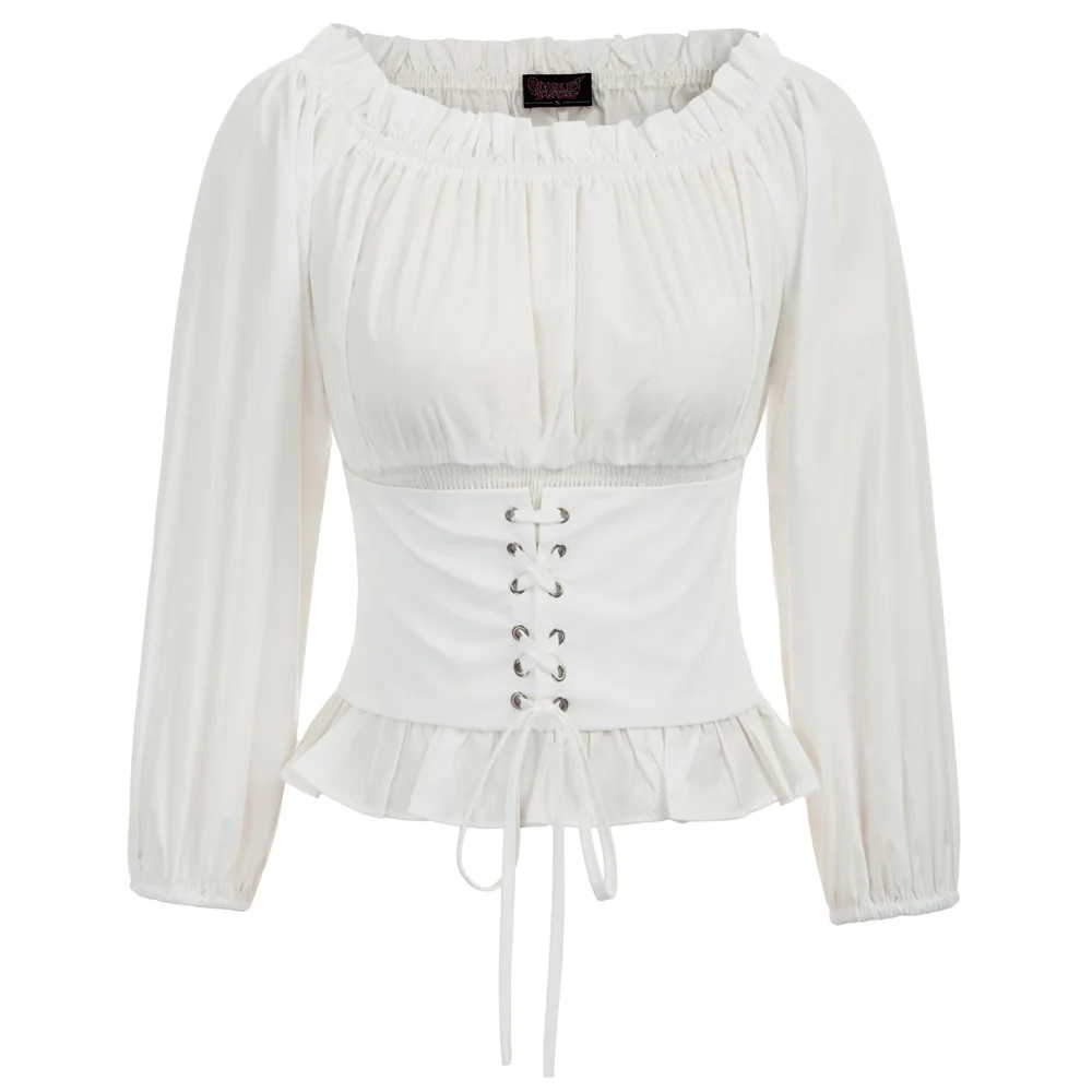 

punk rock Retro Vintage shirt Women Renaissance Gothic Off-the-Shoulder Corset Style Tops