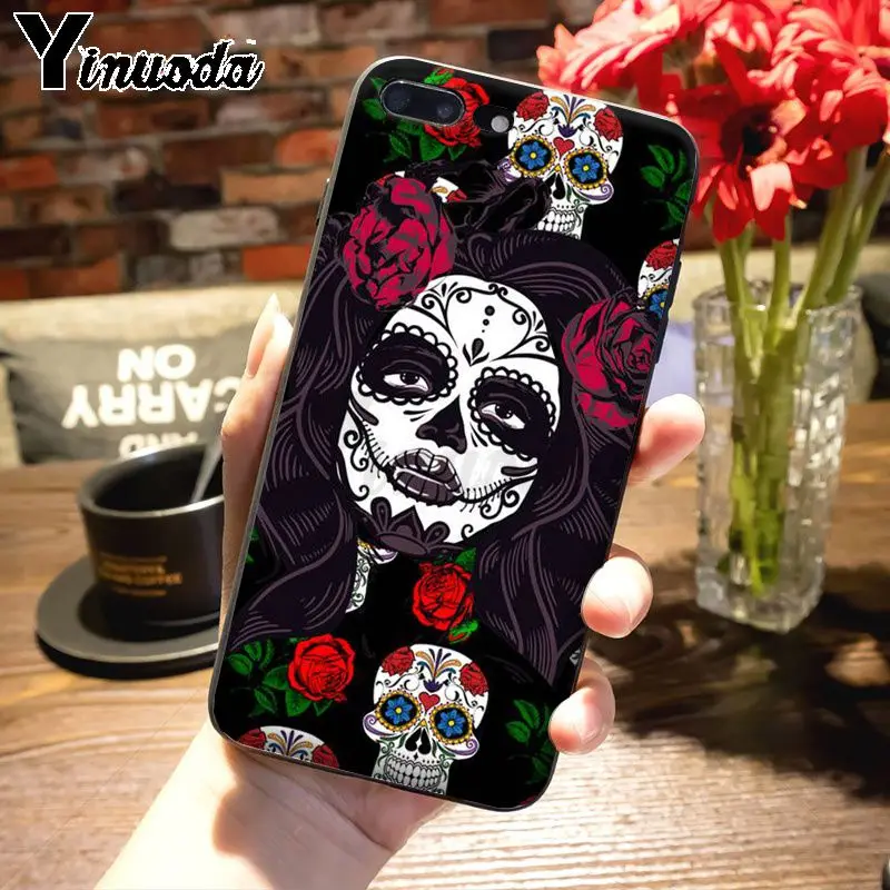 Yinuoda мексиканский череп Девушка Татуировка искусство Топ детальный популярный чехол для iPhone 7plus X XS XR XS MAX 6 6S 7 8 8Plus 5S 11pro чехол