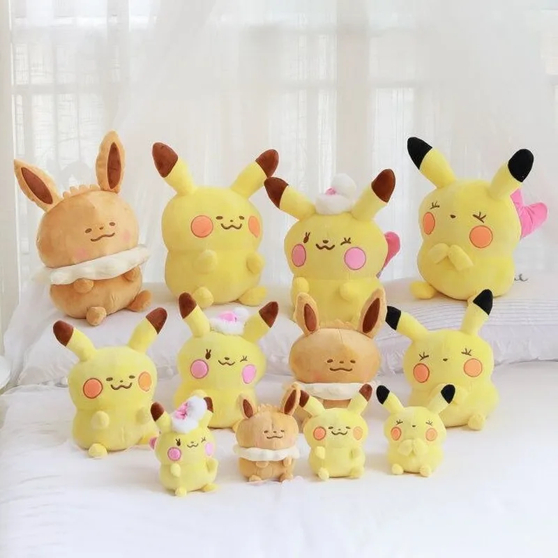 TAKARA TOMY Pokemon Kawaii Pikachu Eevee Plush Toy Lovely Cartoon Stuffed Soft Sofa Pillow Doll Cute Gift for Girl Present
