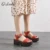 U-DOUBLE Summer Women Casual Shoes Тапочки Рим Ретро Толстая подошва Сандалии с открытым Носком Beach Slip On Slides Brand Design Sandals