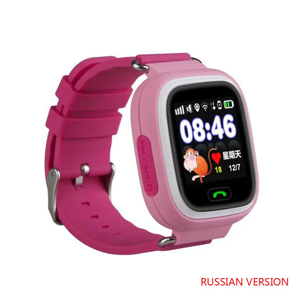 Pink Russian Gps детские часы Q90 Детские умные часы Детские анти-потеря наручные часы SOS Вызов расположение устройства трекер умные часы - Цвет: Pink Russian