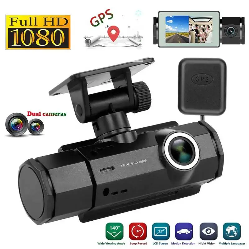 Автомобильная dvr камера Классическая нежная текстура J1 HD 1080P прочная Автомобильная dvr камера двойной объектив gps трек ночное видение приборная панель камера