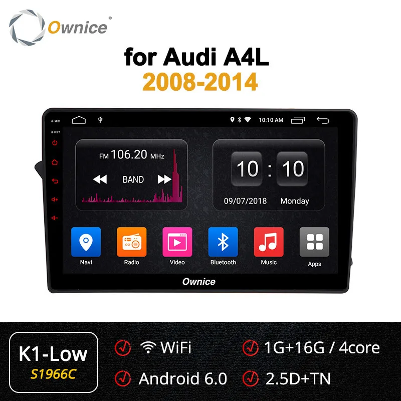 Ownice K1 K2 K3 8 Core Android 9,0 32 Гб ПЗУ поддержка 4G LTE SIM сети автомобиля gps для Audi A4L 2008- радио плеер - Цвет: S1966 K1-Low
