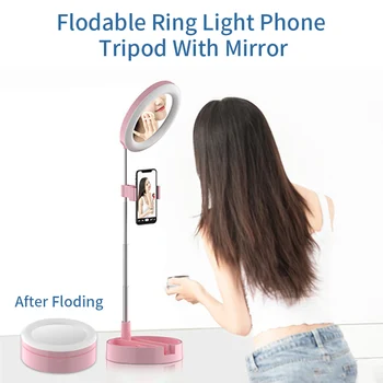 

Photography LED Selfie Ring Light 10inch Metal Dimmable Camera Phone Ring Lamp With Stand Tripods For Makeup Video Live Studio