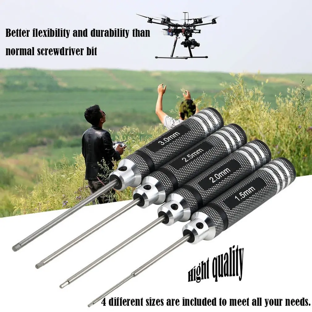 4PCS Hex Screwdrivers 1.5mm 2.0mm 2.5mm 3.0mm Professional Screw Driver Tool Kit For RC Helicopter Plane Transmitter Car | Игрушки и