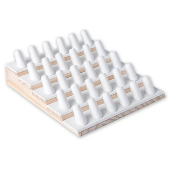 

White PU Finger Ring Display Showcase Organizer Holder Jewelry Storage Counter