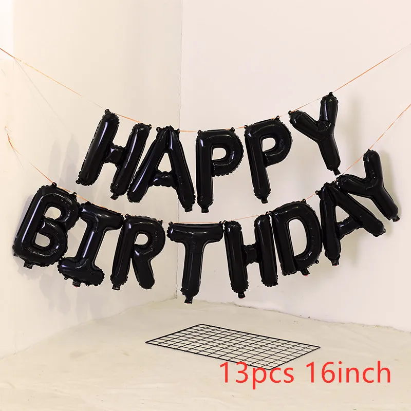 1pc party decoration black gold digital confetti mesh 4d balloon baby 2 years old birthday theme party decoration - Цвет: as picture