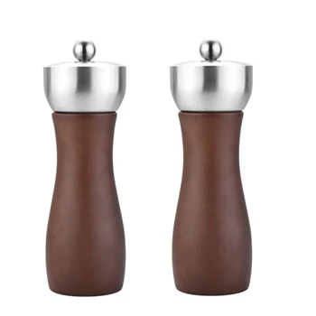 

2 Pcs Beech Grinder Stainless Steel Manual Pepper Grinder Ceramic Core Pepper Grinder Kitchen Tool